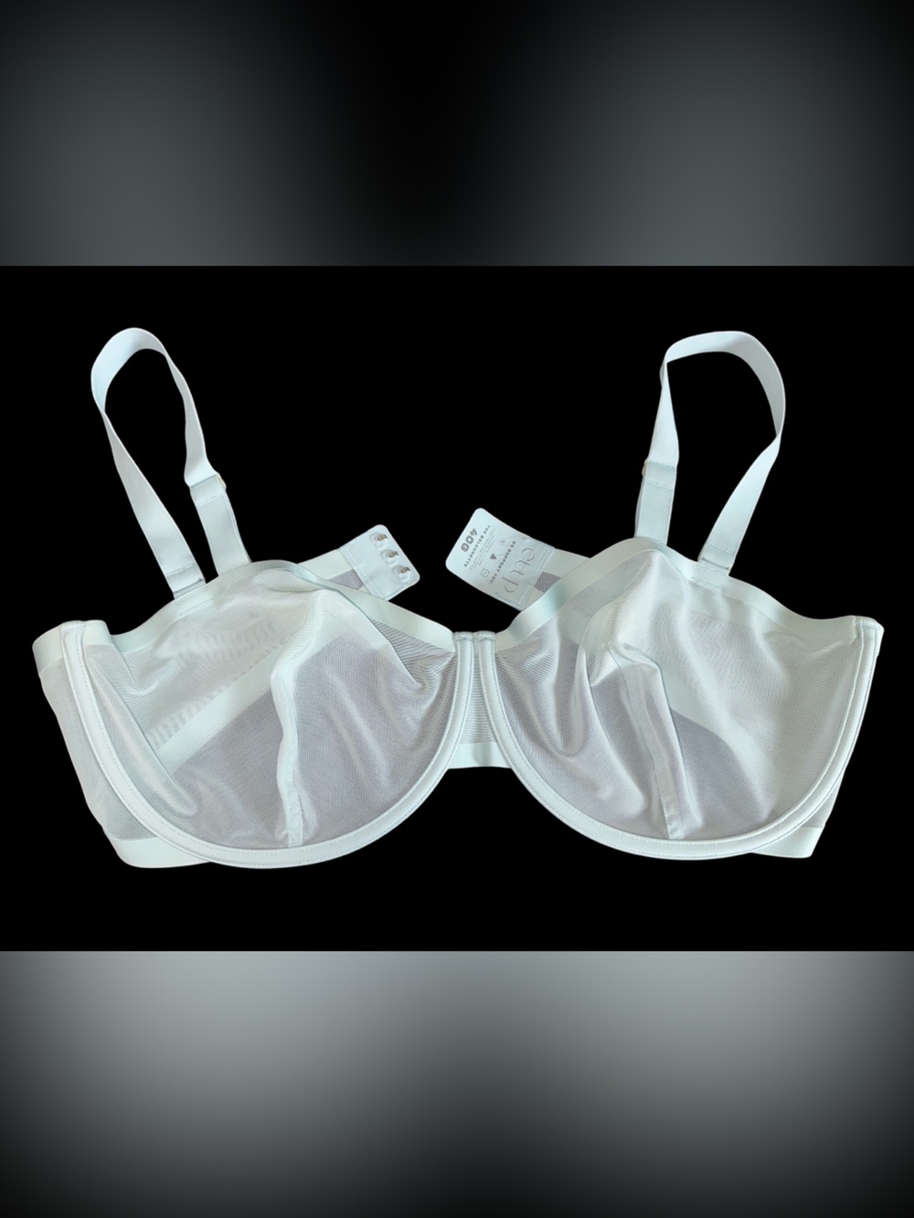 CUUP Light Blue Underwire Mesh Sheer Support Balconette Bra size 40G (4D)